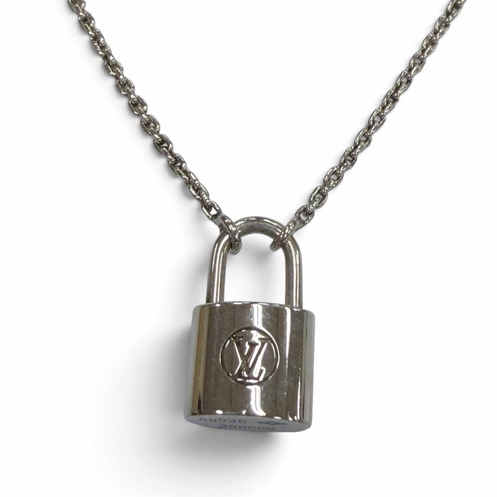 LOUIS VUITTON Q93559 Silver Lockit Pendant Necklace, AG925 Silver, Weight 8.2...